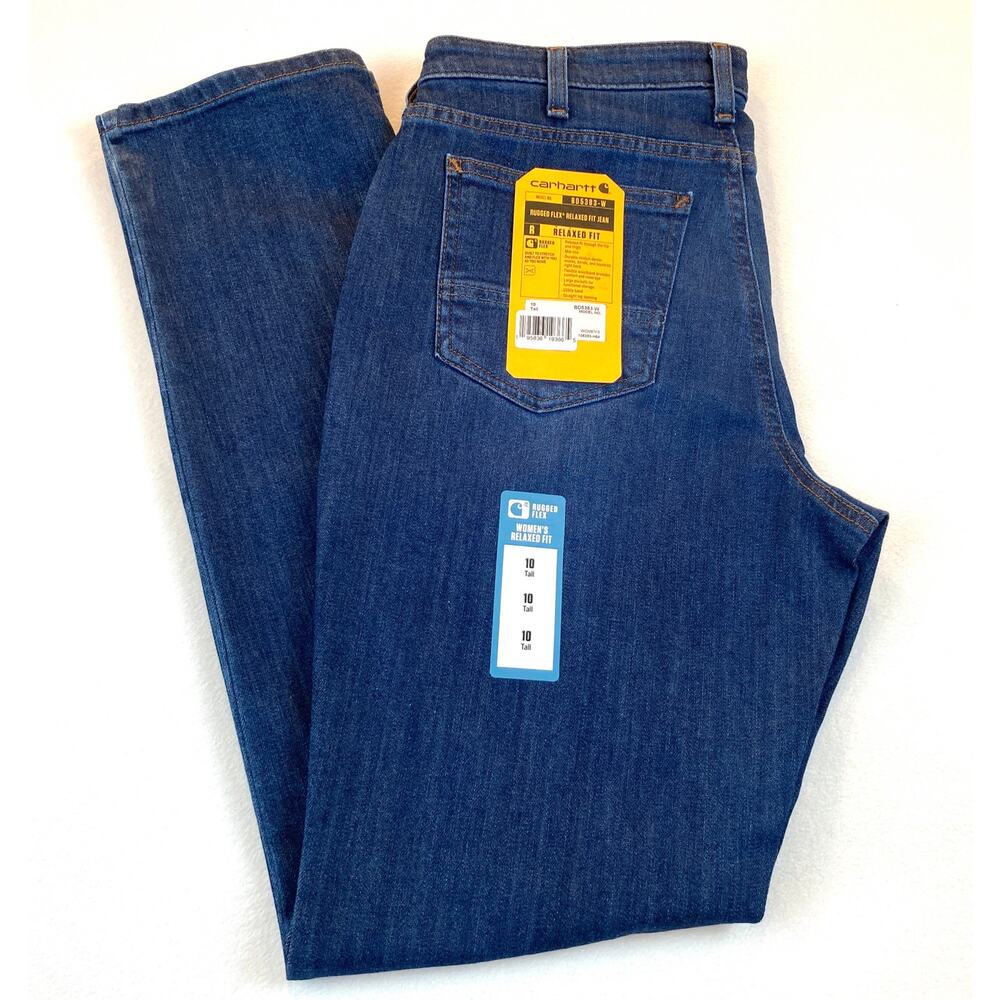 Carhartt Women's Jeans 10 Tall Relaxed Fit Rugged Flex NWT